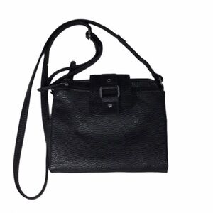 Black Crossbody Shoulder Strap Faux Leather Folding Wallet Bag Purse